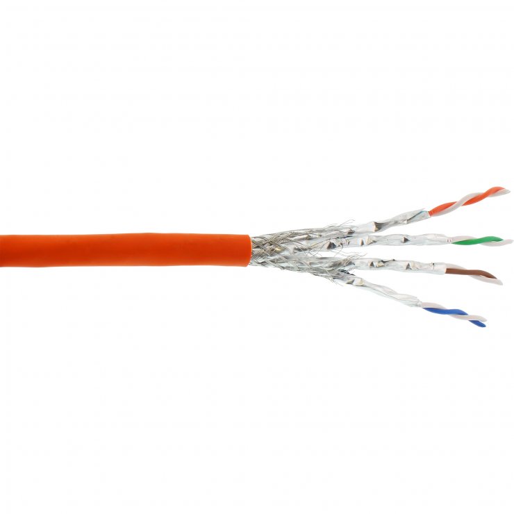 Imagine Rola 100m cablu de retea RJ45 Cat.7A S/FTP PiMF LSOH Orange, InLine IL70100I